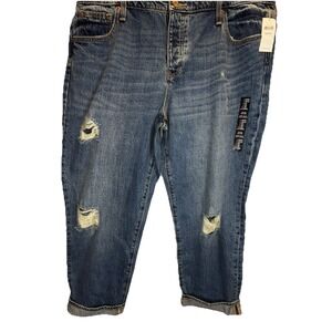 Gap Jeans Women's 16 Regular Blue Vintage‎ High Rise Cropped Straight Ripped NEW